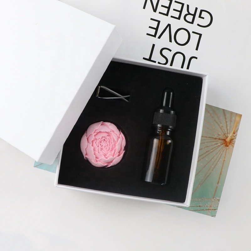 Stocked Scented Ceramic Peony Flower Shaped Aroma Plaster Porcelain Fragrance Essential Oil Diffuser Car Vent Clip Air Freshener