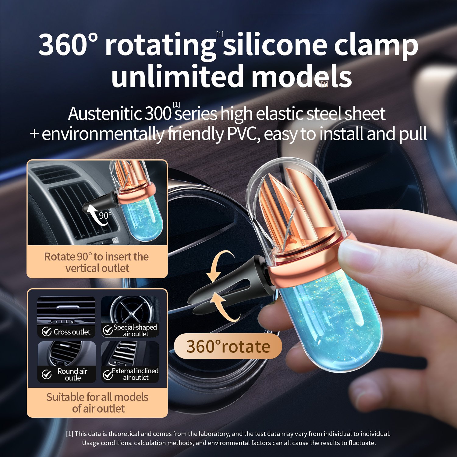 Luxury Modern Solid Spray Car Air Freshener Aromatherapy Cologne-Scented Car Perfume Clip Metal Air Purifier Elegant Box