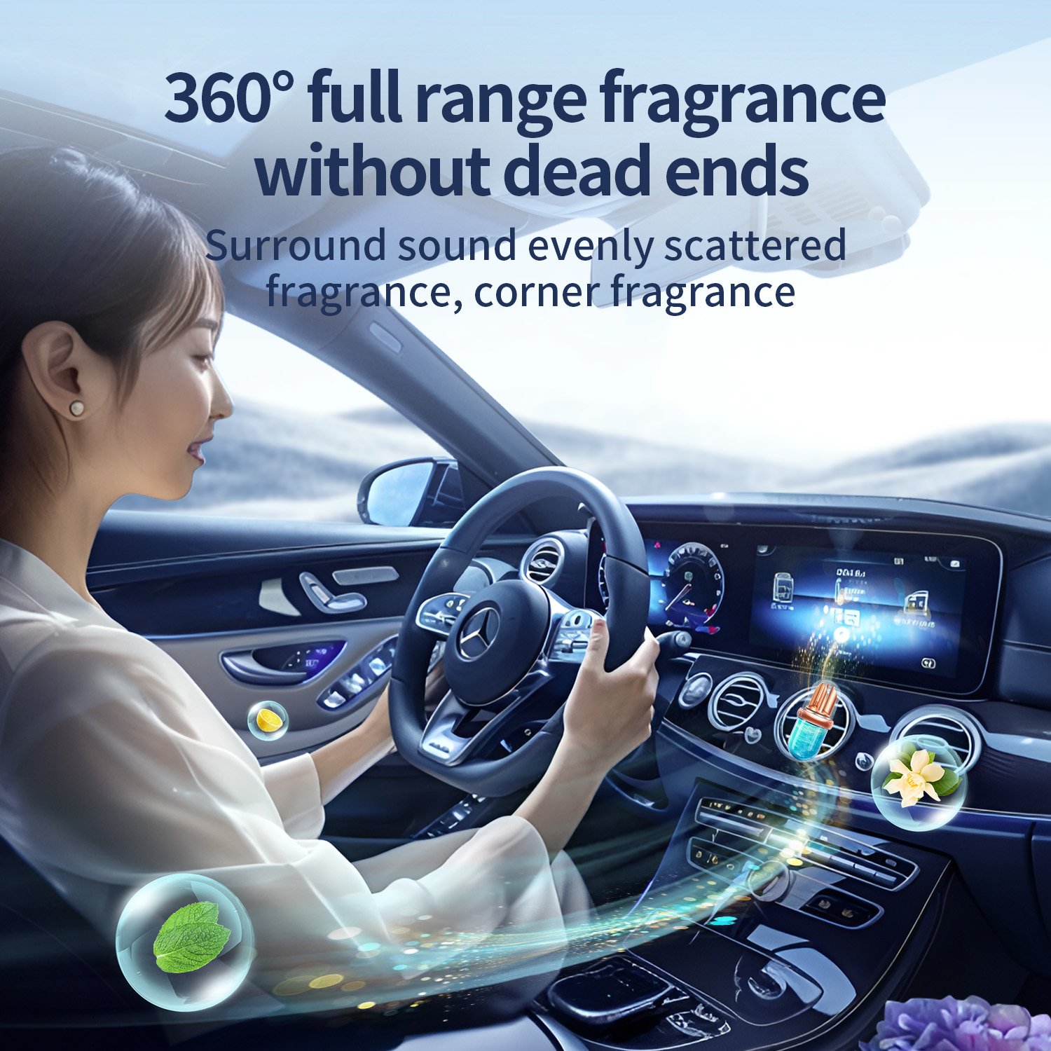 Luxury Modern Solid Spray Car Air Freshener Aromatherapy Cologne-Scented Car Perfume Clip Metal Air Purifier Elegant Box