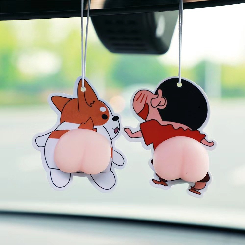 Customized cute design car lasting fragrance cute corgi anime ass toys funny car air freshener