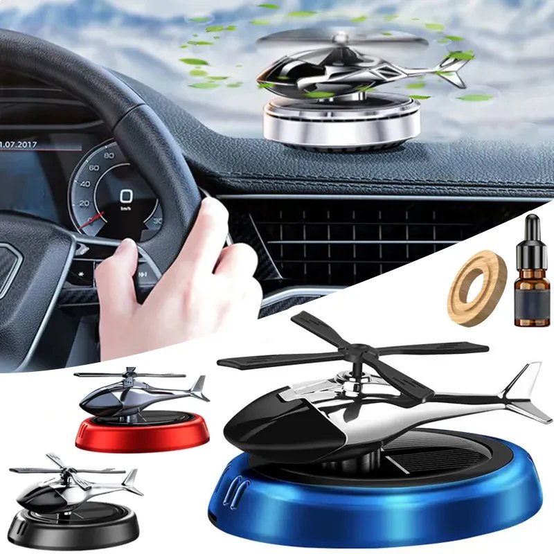 Car Air Freshener Solar Power Rotating Helicopter Car Fragrance Perfume Solar Automobile Aroma Diffuser Auto Office Decoration