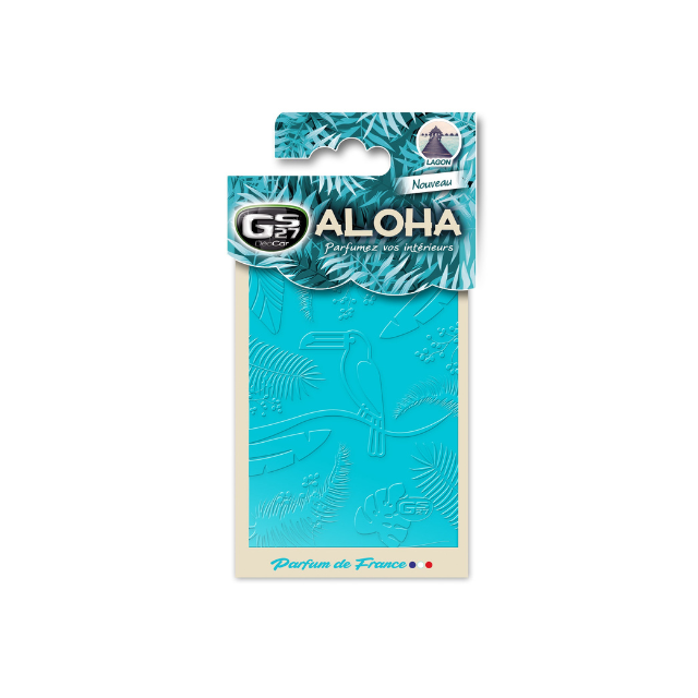 GS27 Premium Air Freshener DEOCAR ALOHA-LAGOON French Fragrance Modern Solid Gel Car Perfume with Clip for Vent or Home Use