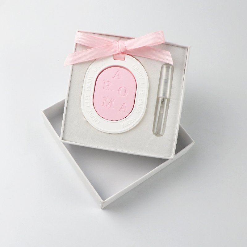 Ins Multiple Color Matched Home Car Air Freshener Oval Hanging Scented Ceramic Aroma Porcelain Fragrance Essential Oil Diffuser