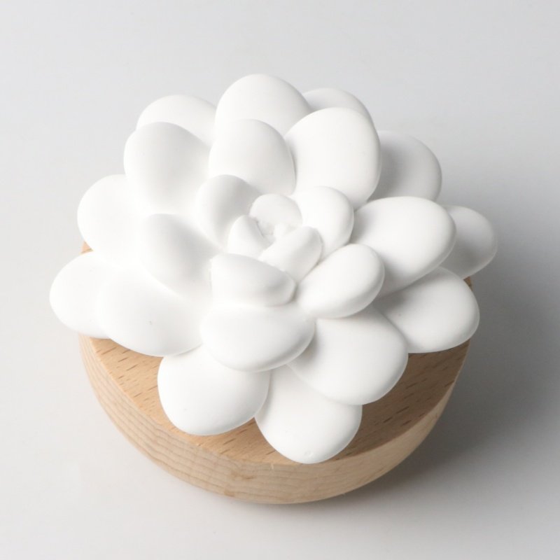 FinRu Factory Stocked Home Decoration Car Air Freshener Wood Base Scented Ceramic Flower Essential Oil Fragrance Diffuser