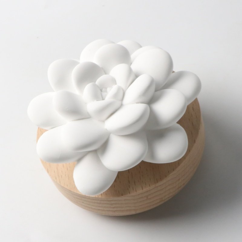 FinRu Factory Stocked Home Decoration Car Air Freshener Wood Base Scented Ceramic Flower Essential Oil Fragrance Diffuser