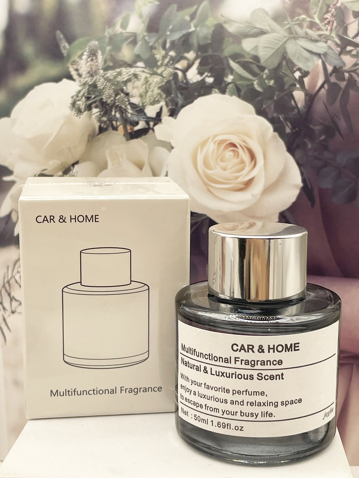 Modern 50ml Luxury Car Fragrance Glass Essential Oil Perfume Aromatherapy Function Dashboard Air Freshener Cologne Scent Gifts