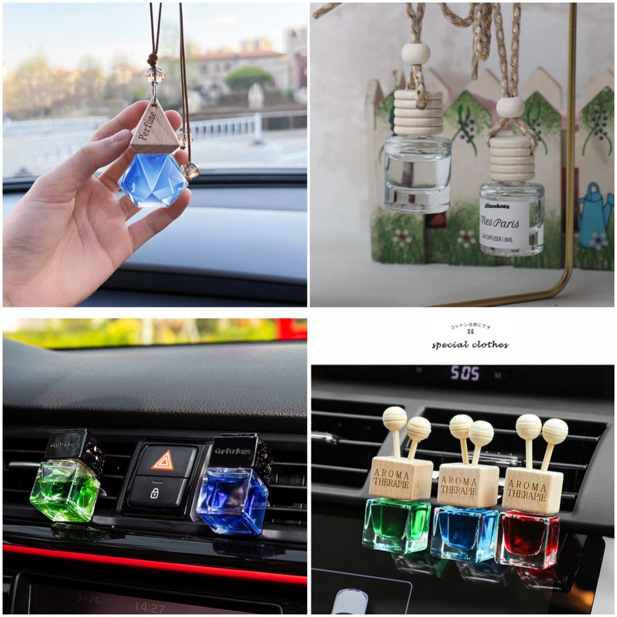 Hot Selling Car Air Decor Fragrance Perfume Accessories Scent Popular Hanging Pendant Glass Bottle Car Freshener