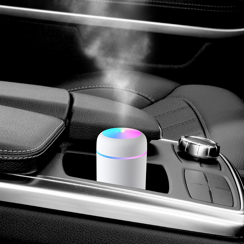 H2O Portable LED light Mini 300ml Spray Mist Humidifier Double Wet Aroma Essential Oil Diffuser Car usb Air Humidifier for Home