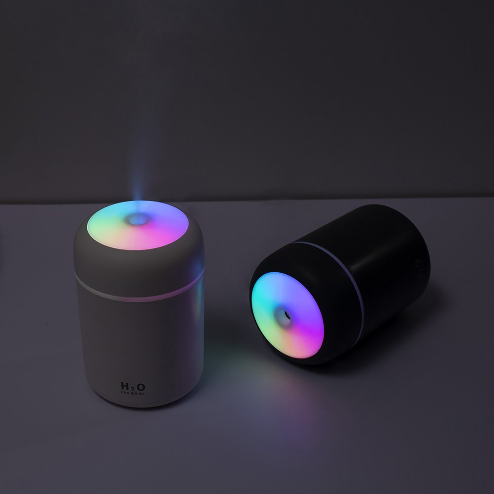 H2O Portable LED light Mini 300ml Spray Mist Humidifier Double Wet Aroma Essential Oil Diffuser Car usb Air Humidifier for Home