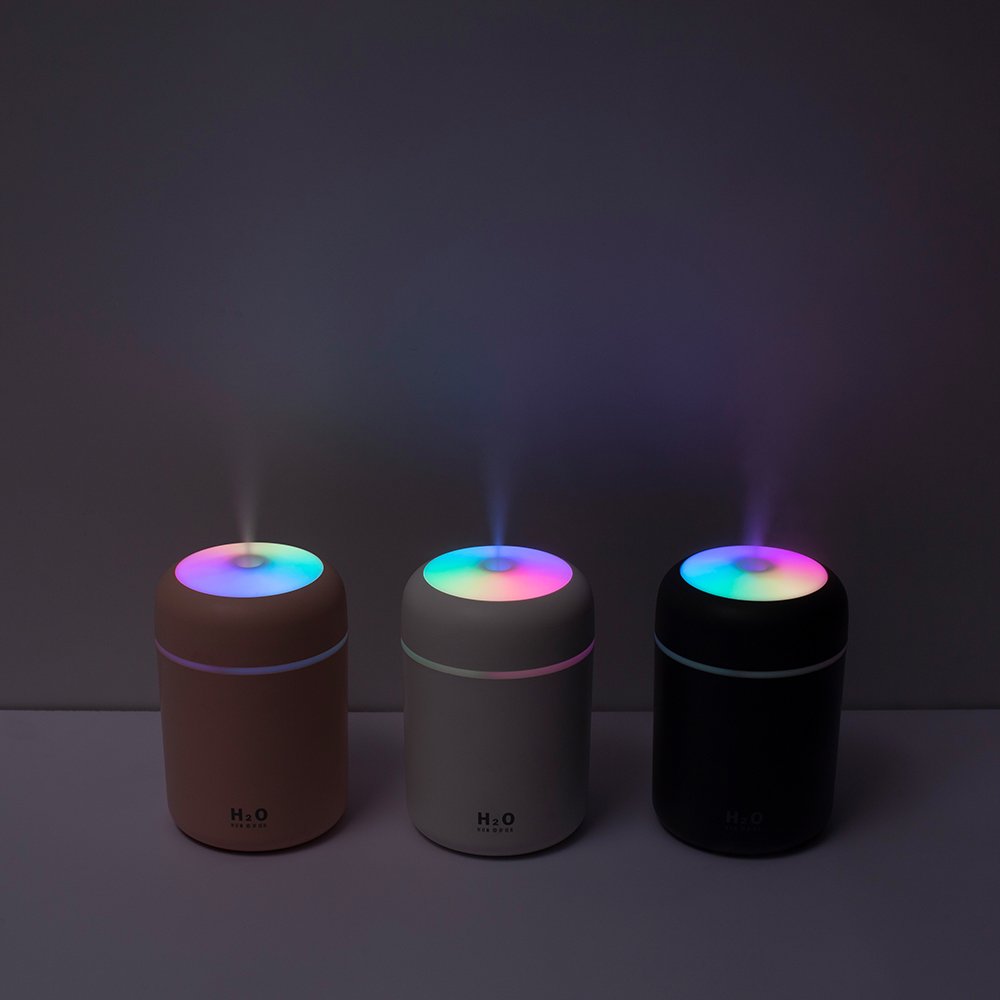 H2O Portable LED light Mini 300ml Spray Mist Humidifier Double Wet Aroma Essential Oil Diffuser Car usb Air Humidifier for Home