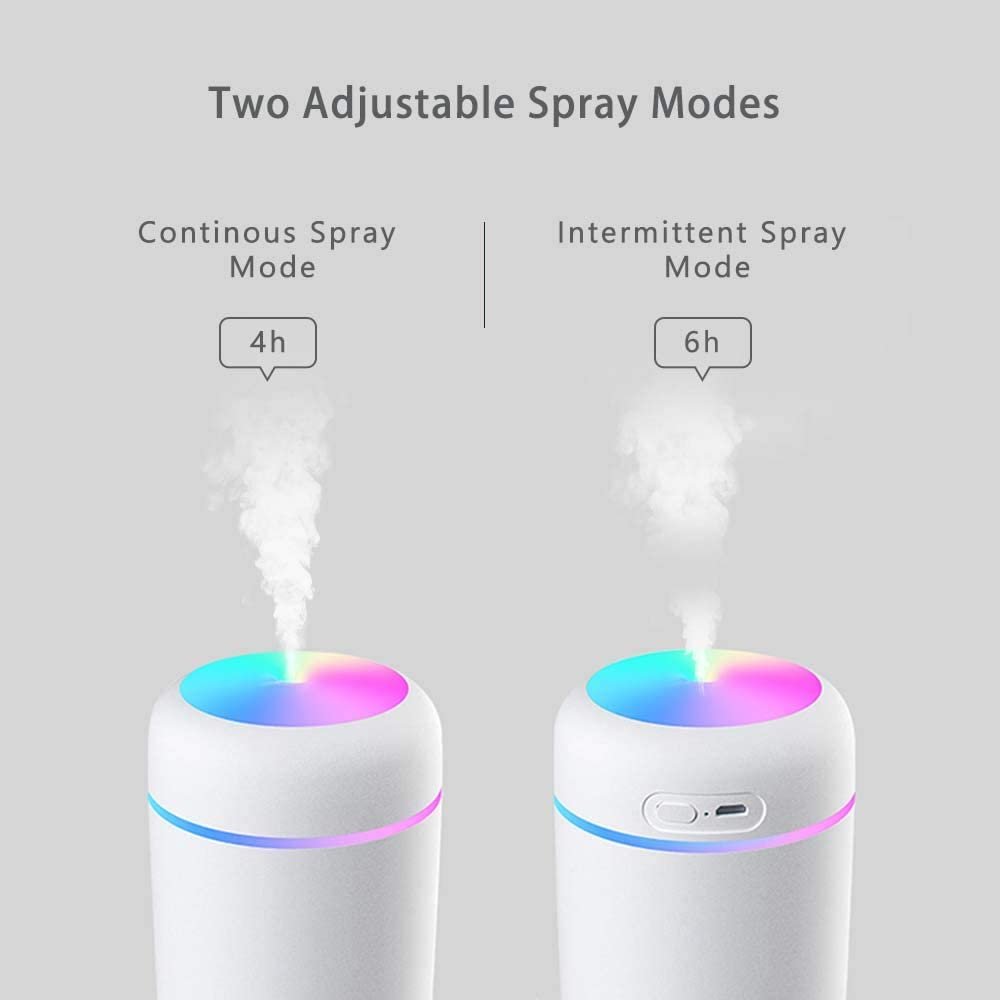 H2O Portable LED light Mini 300ml Spray Mist Humidifier Double Wet Aroma Essential Oil Diffuser Car usb Air Humidifier for Home