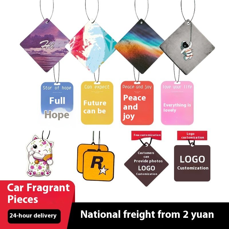 R Star Solid Scented Tablets Long-Lasting Car Card Perfume Pendant Aromatherapy Blessing Words Car Hanging Deodorant Ornament