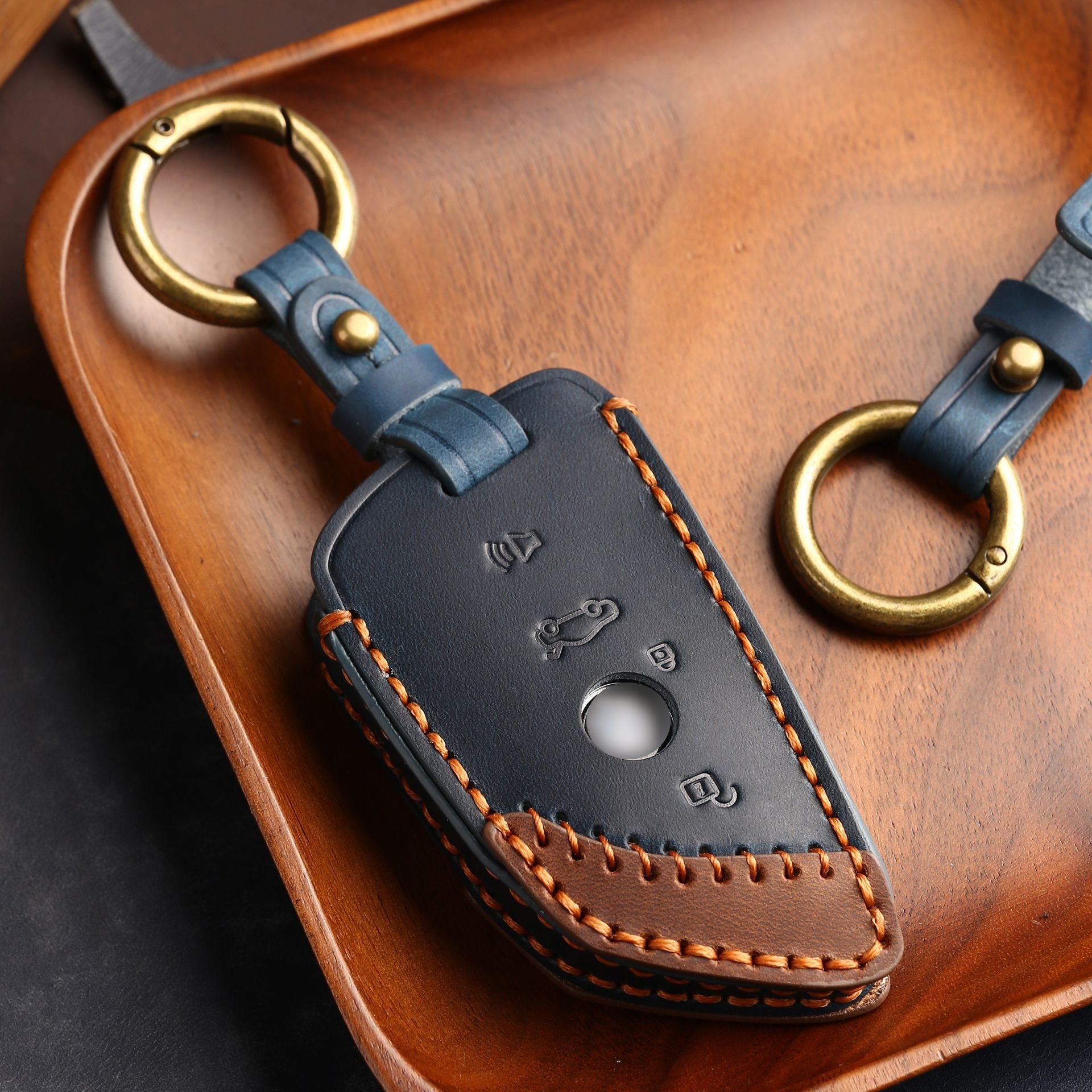 Brown Black Car Remote Smart Key Cover Case Fob Shell Holder Bag With Ring Keychain Fit For BMW 5-Series X1 X2 X3 X4 X5M X6M X7