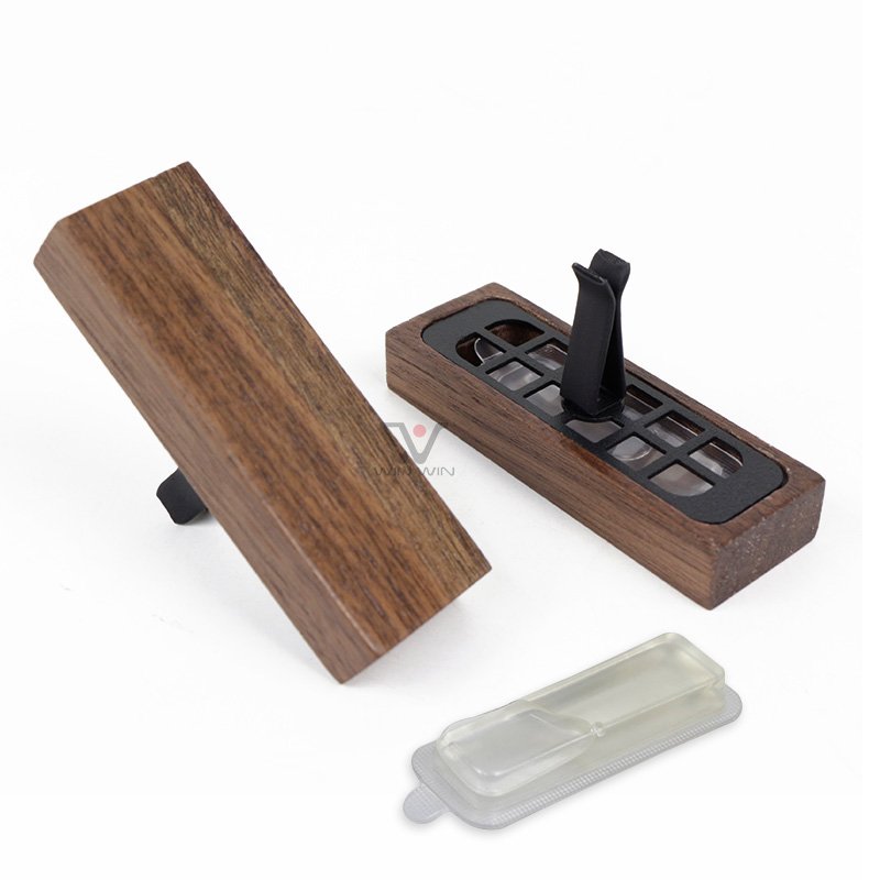 Eco-Friendly Wooden Car Air Vent Diffuser, Natural Essential Oil Aromatherapy, Personalized Car Freshener, Custom Logo Available