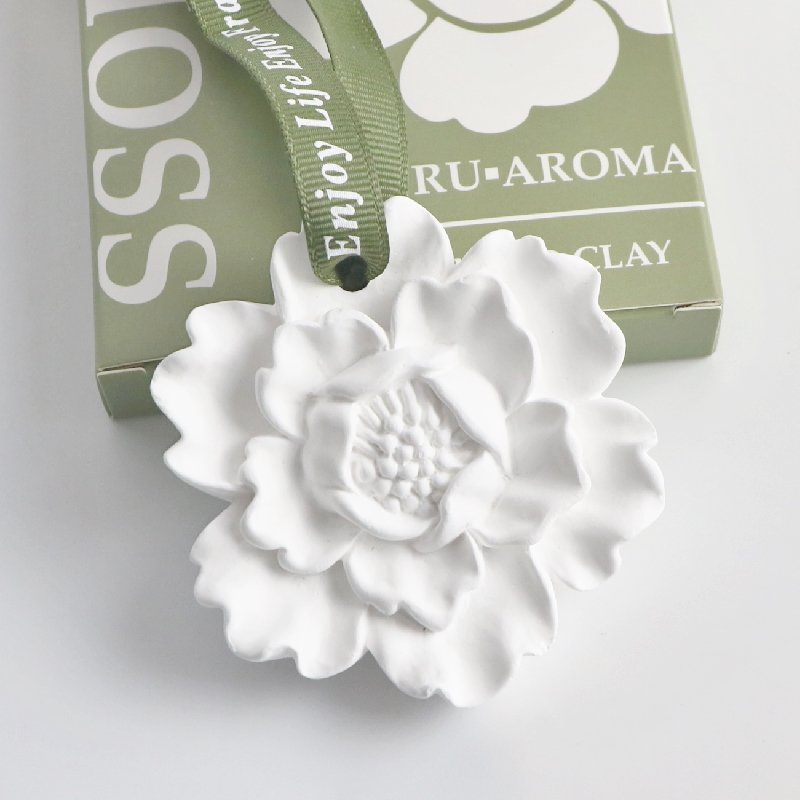 Car Inner Pendant Decoration Air Freshener Hanging Scented Ceramic Peony Flower Shaped Aroma Plaster Essential Oil Diffuser