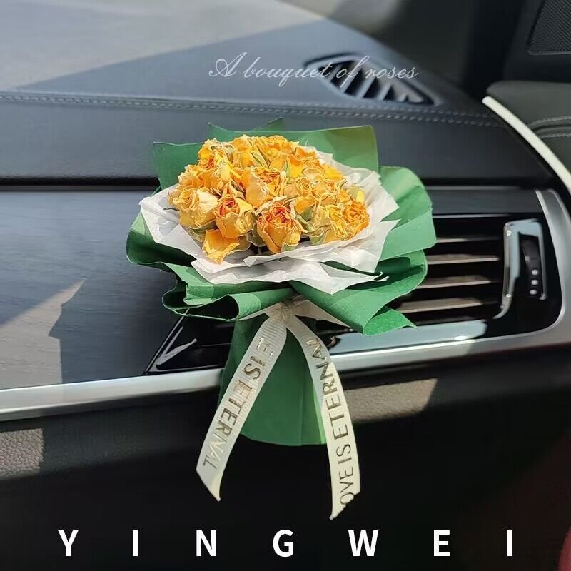 Car Air Outlet Perfume Creative Rose Dried Flower Bouquet Decoration Car Air Conditioning Fragrance Clip Interior Accessories
