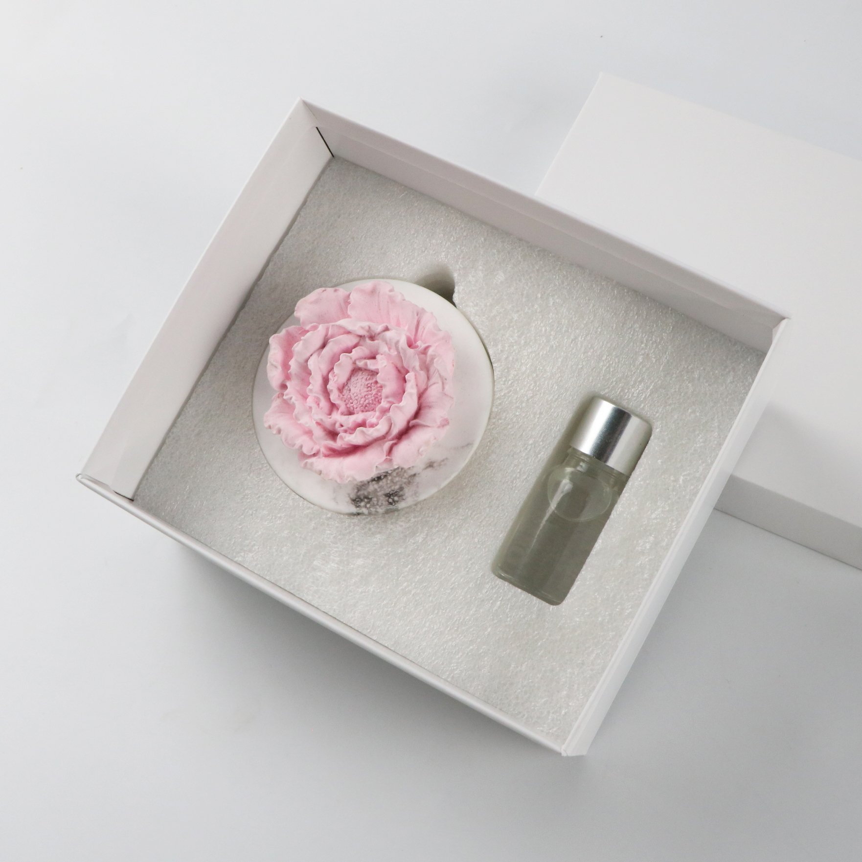 Home Decoration Ornaments Air Freshener Marble Peony Shape Ceramic Flower Aroma Fragrance Stone Porcelain Essential Oil Diffuser