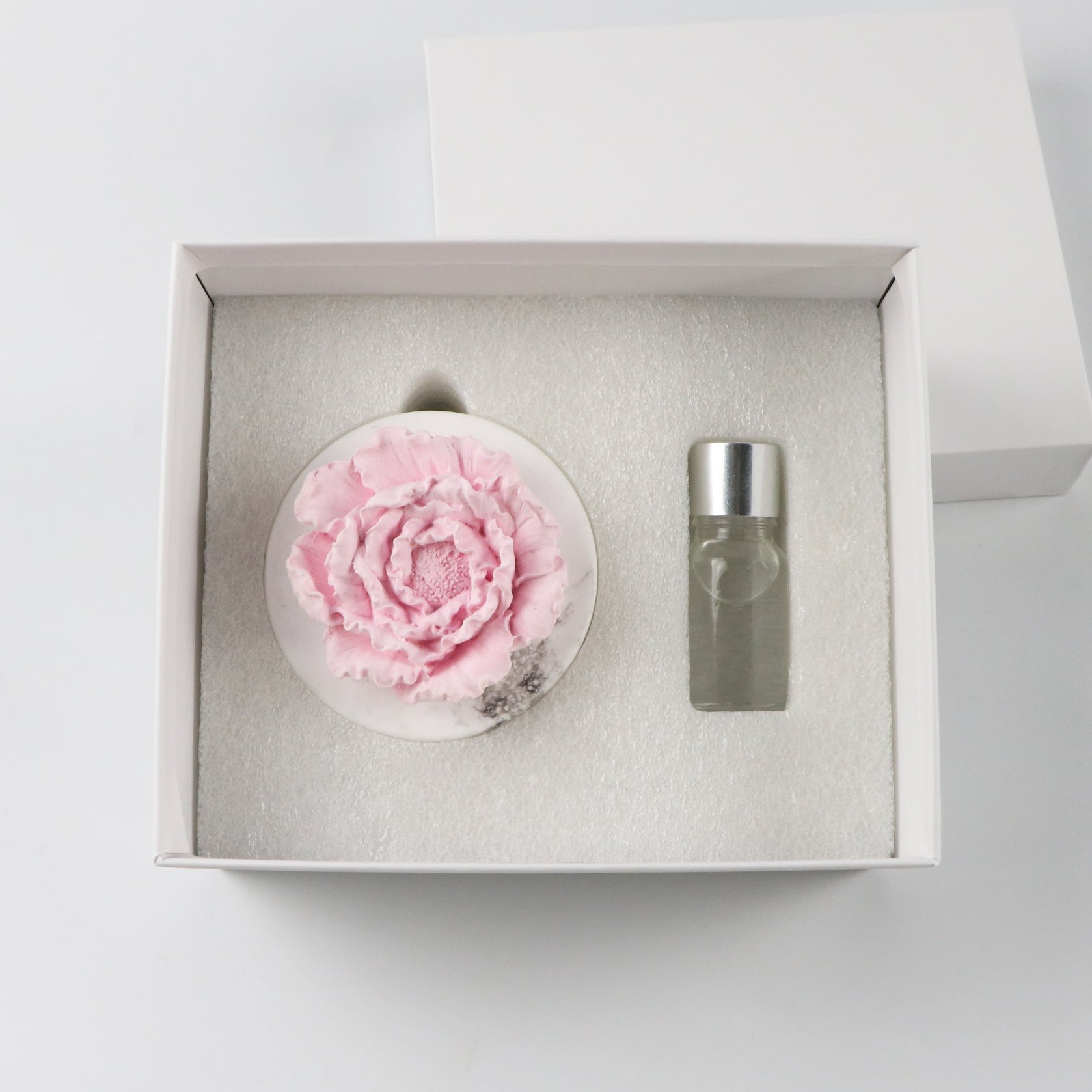 Home Decoration Ornaments Air Freshener Marble Peony Shape Ceramic Flower Aroma Fragrance Stone Porcelain Essential Oil Diffuser