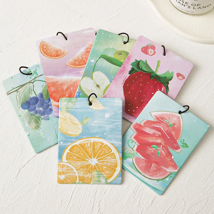 Wholesale custom logo high quality fresh fruit paper card clean scent fruit scented car air freshener