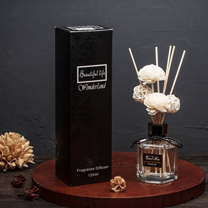 Car Aromatherapy Scented Glass Reed Diffuser With Flower Rattan