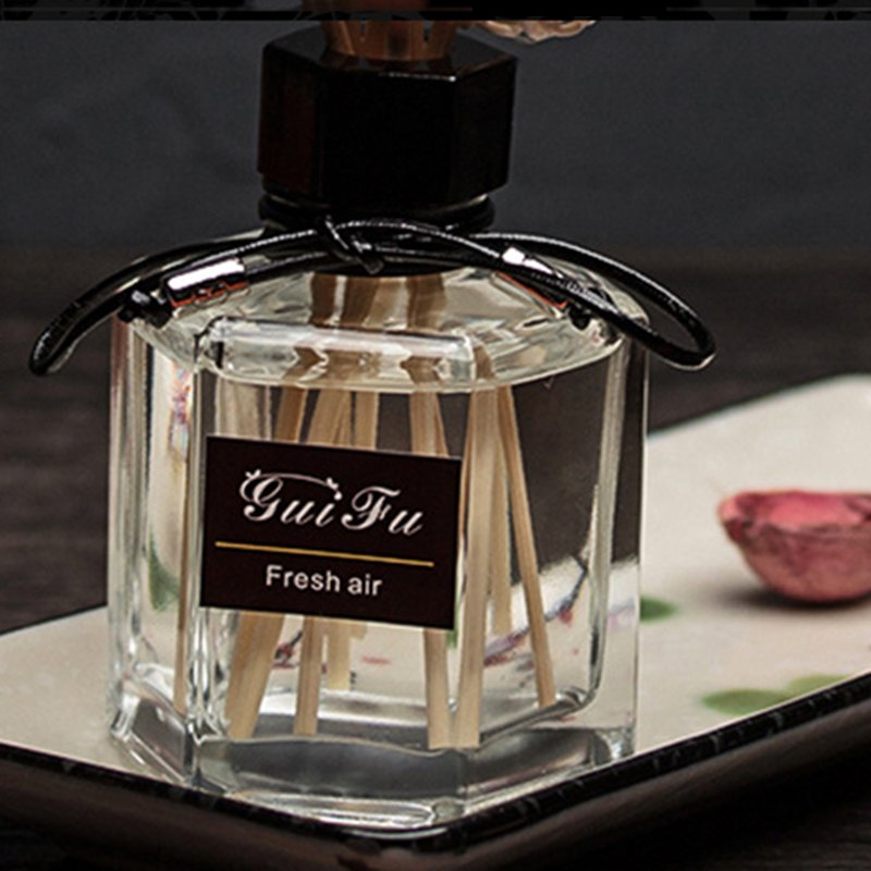Car Aromatherapy Scented Glass Reed Diffuser With Flower Rattan