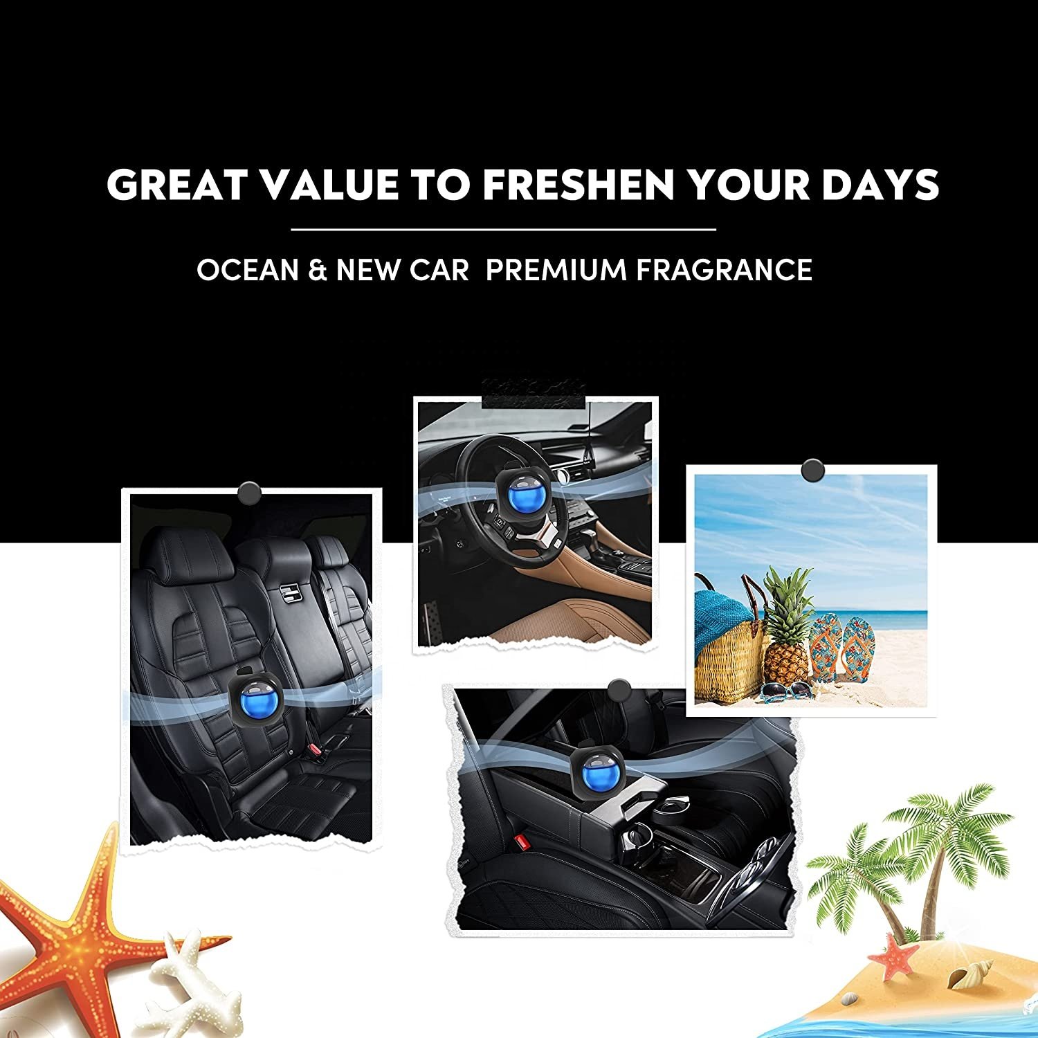 Customizable Premium Solid Car Air Freshener Modern Apple Pattern Natural Aroma Oil Odor Eliminator Vent Clip Fresheners