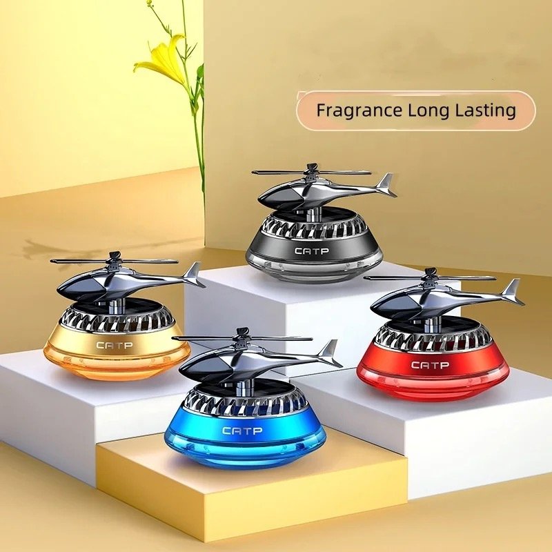 Creative airplane rotating helicopter ornaments car solar liquid aromatherapy ornaments car perfume