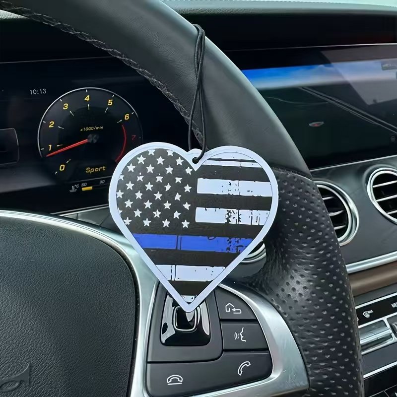 Hot selling Custom heart shape car air freshener US flag paper hanging Long lasting scent car air fresheners