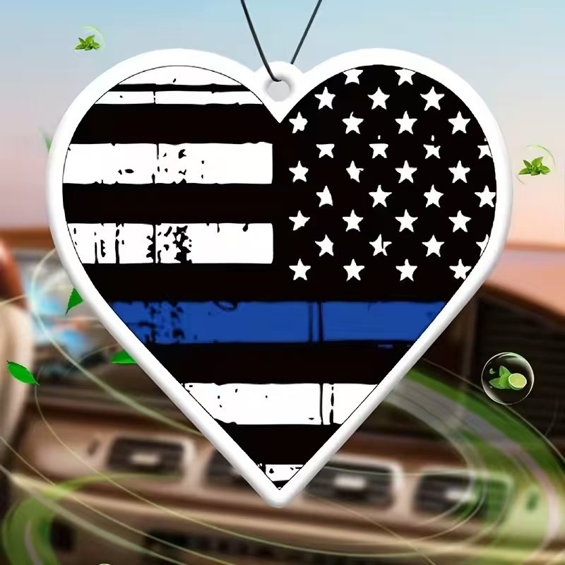 Hot selling Custom heart shape car air freshener US flag paper hanging Long lasting scent car air fresheners