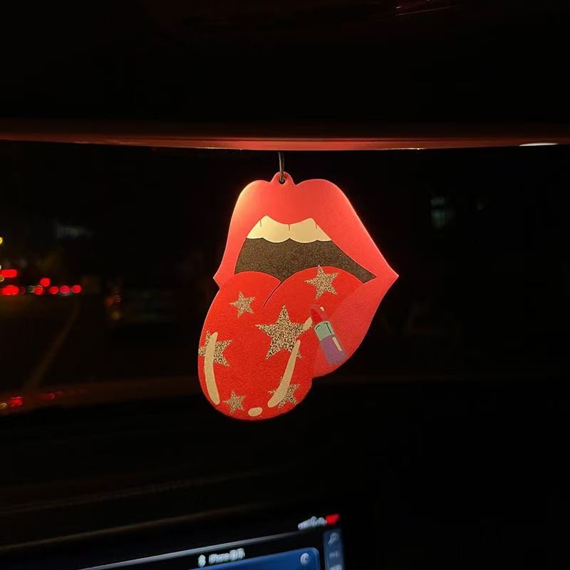 Hot custom design hanging air freshener portable car perfume sexy red lips seductive beauty fragrance car air freshener
