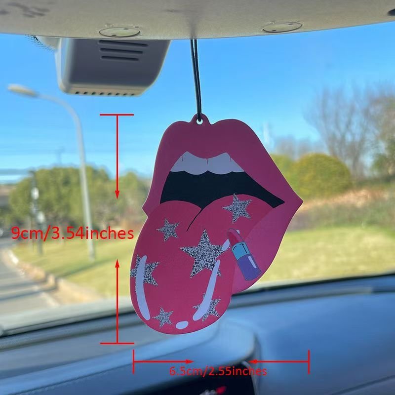 Hot custom design hanging air freshener portable car perfume sexy red lips seductive beauty fragrance car air freshener