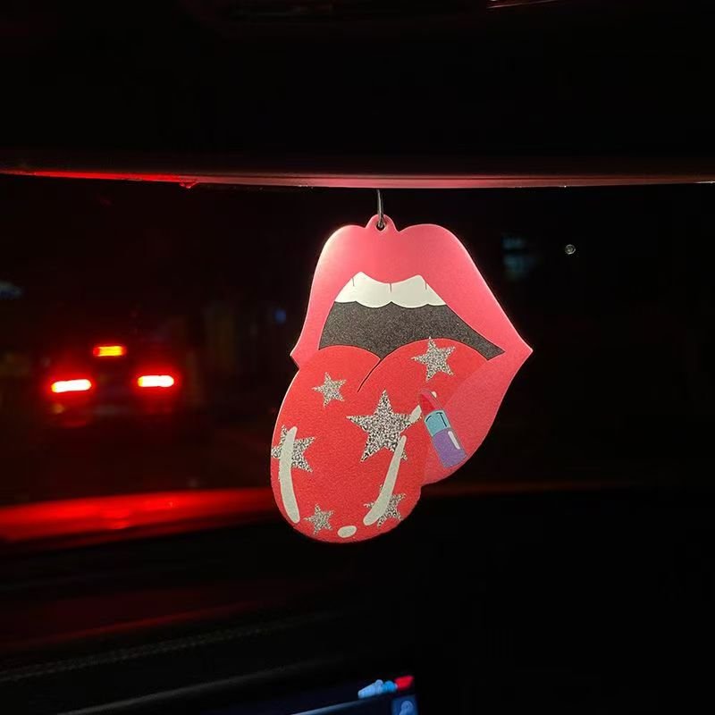 Hot custom design hanging air freshener portable car perfume sexy red lips seductive beauty fragrance car air freshener