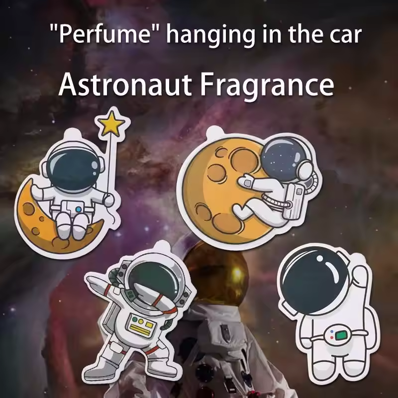 Customizable astronaut shaped all scents printed paper liquid logo car aromatherapy air freshener