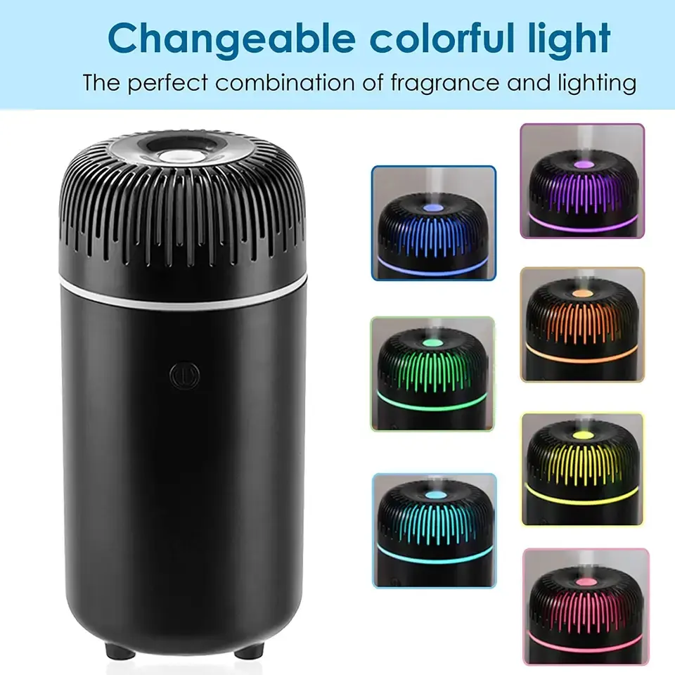 New USB Mini Portable Air Freshener Fragrance Aroma Perfume Essential Oil Humidifier Diffuser With 7 Colors Light for Car