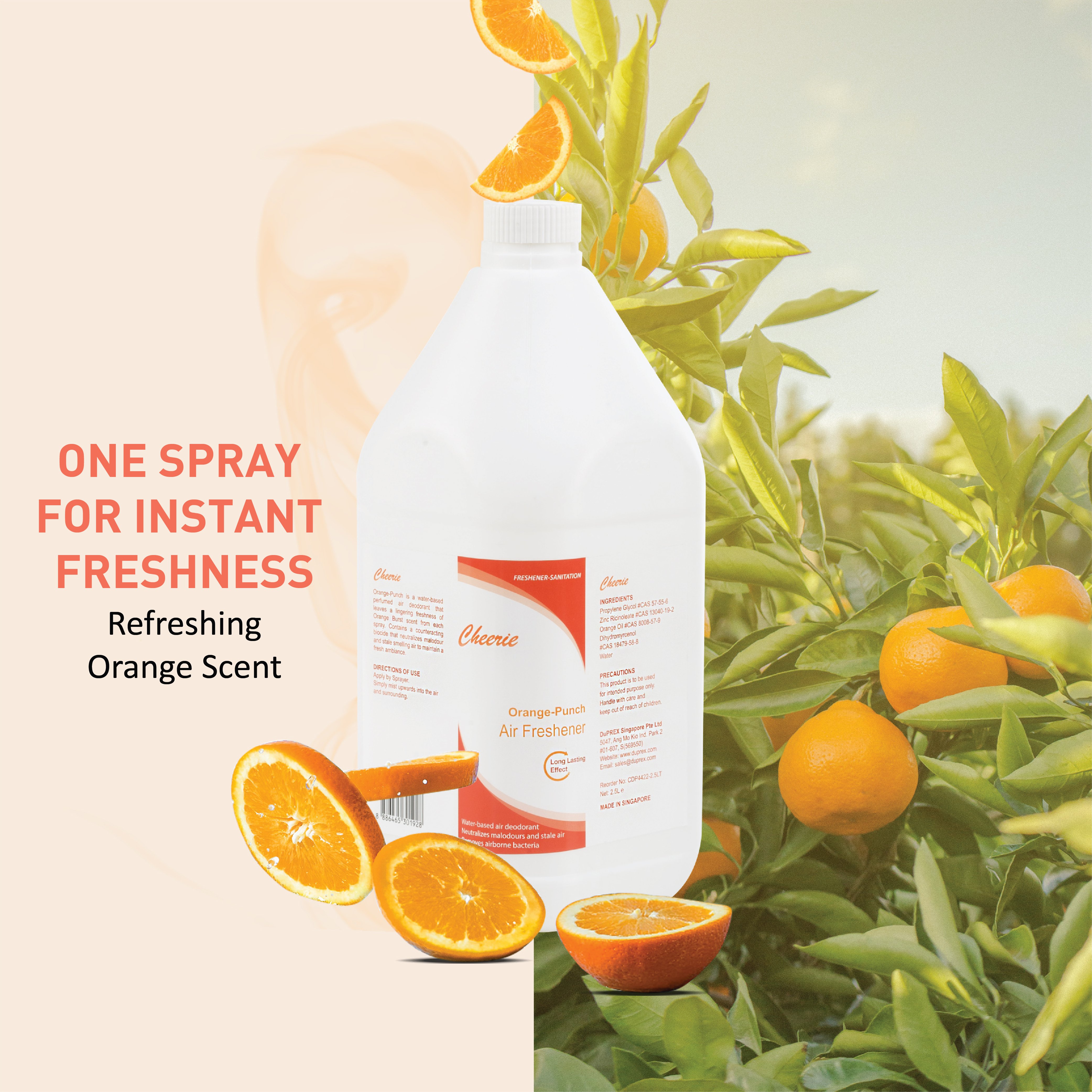 OEM Long-Lasting Orange Punch Liquid Air Freshener Spray Pattern Fragrance for Home Car Hotel Rooms Offices Buses