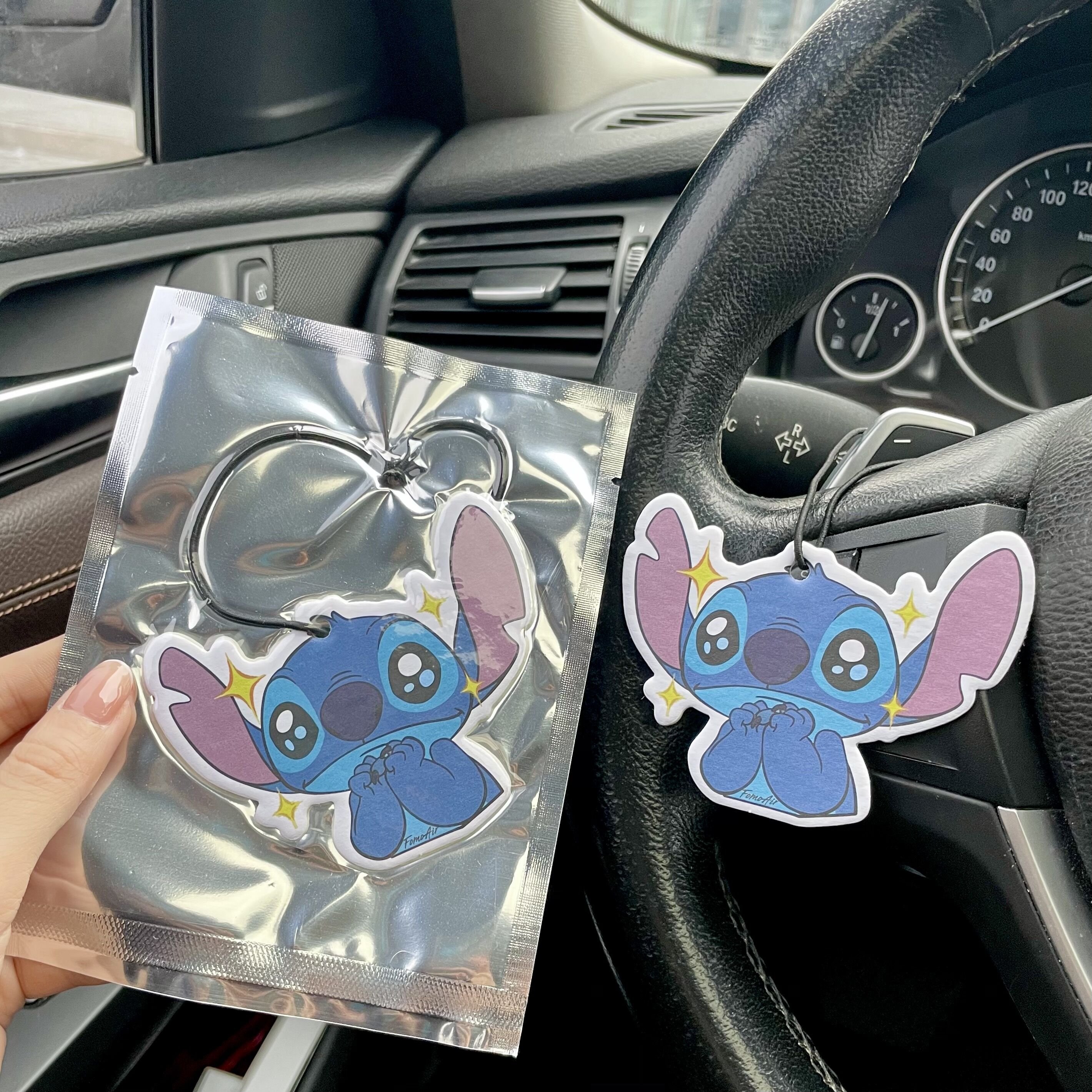 Personalized Animation Cartoon car pendant foiled kawaii air freshener with silver foil paper packing