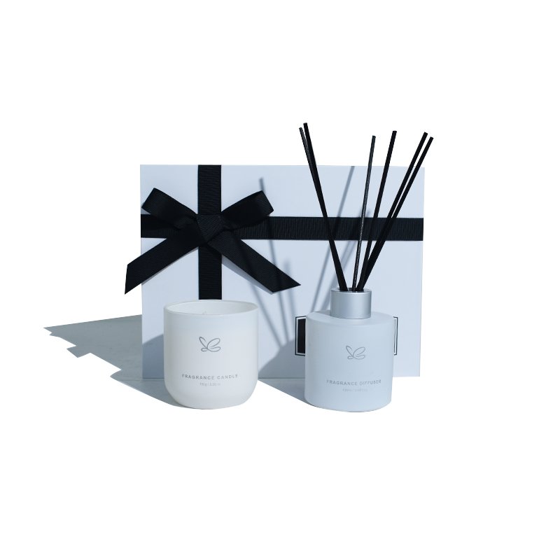 Platinum gift box: 100ml round bottle reed diffuser+150g scented candle luxury gift set