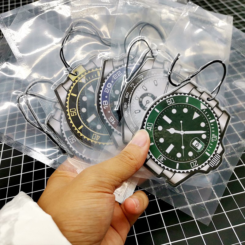 OEM personalised custom debossed car ornament watch black water ghost spot wholesale car air freshener