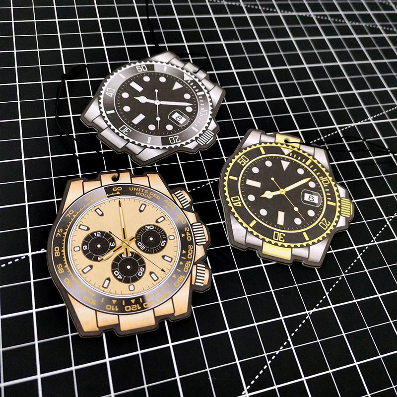 OEM personalised custom debossed car ornament watch black water ghost spot wholesale car air freshener