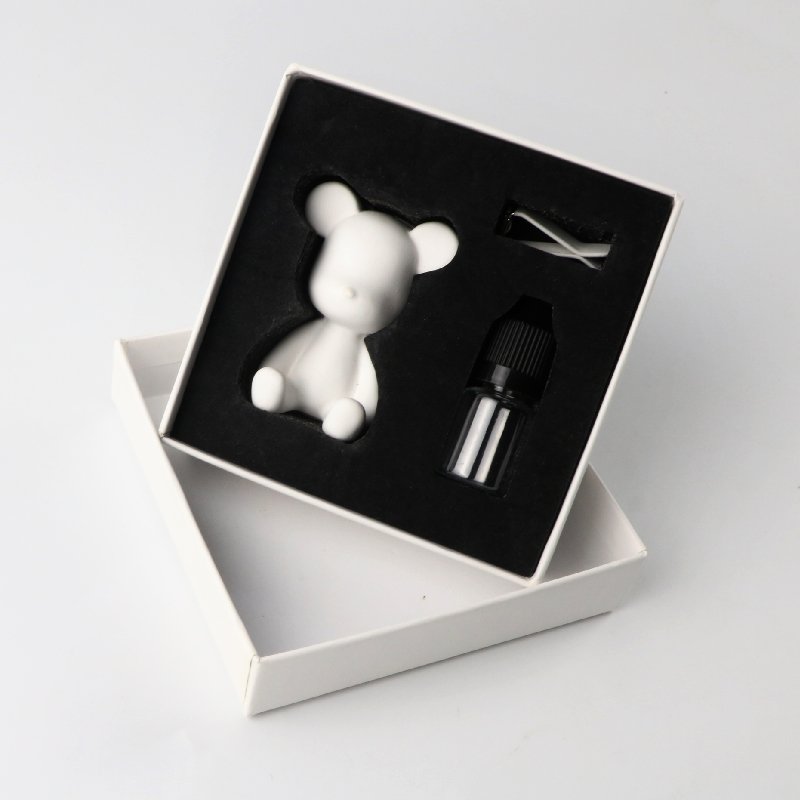 Cute White Bear Shaped Scented Ceramic Porcelain Aroma Fragrance Essential Oil Diffuser Car Vent Clip Air Freshener