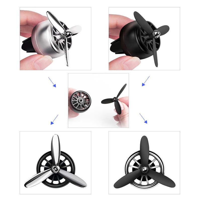 LED Light Car Air Freshener Cleaning Force Propeller Vent Clip Essential Oil Perfume Diffuser Fan Aromatherapy Car Accessories