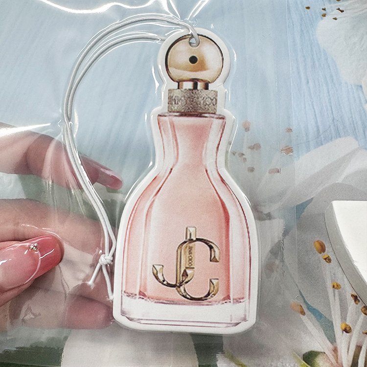 Popular perfume bottle design freshener hot sale brand scent hanging paper custom car air freshener