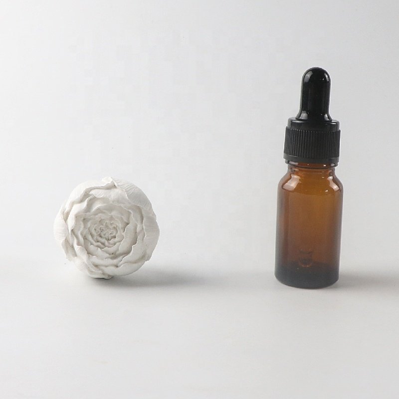 Factory Wholesale Car Vent Air Freshener White Peony Scented Ceramic Aroma Plaster Porcelain Flower Essential Oil Diffuser