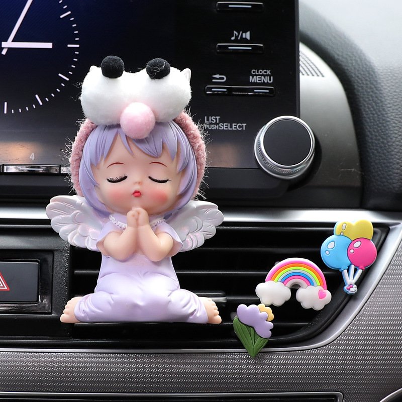 Popular Cartoon Pink Purple Anne Car Vent Air Freshener Ornament Cute Air Outlet Aromatherapy for Winter