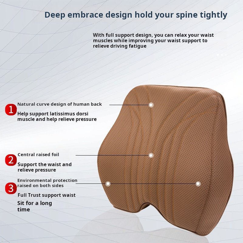 Car Headrest Neck Waist Pillow Lumbar Pillow Breathable Memory Cotton Ergonomic Design Support Lumbar Cushion Travel Pillow