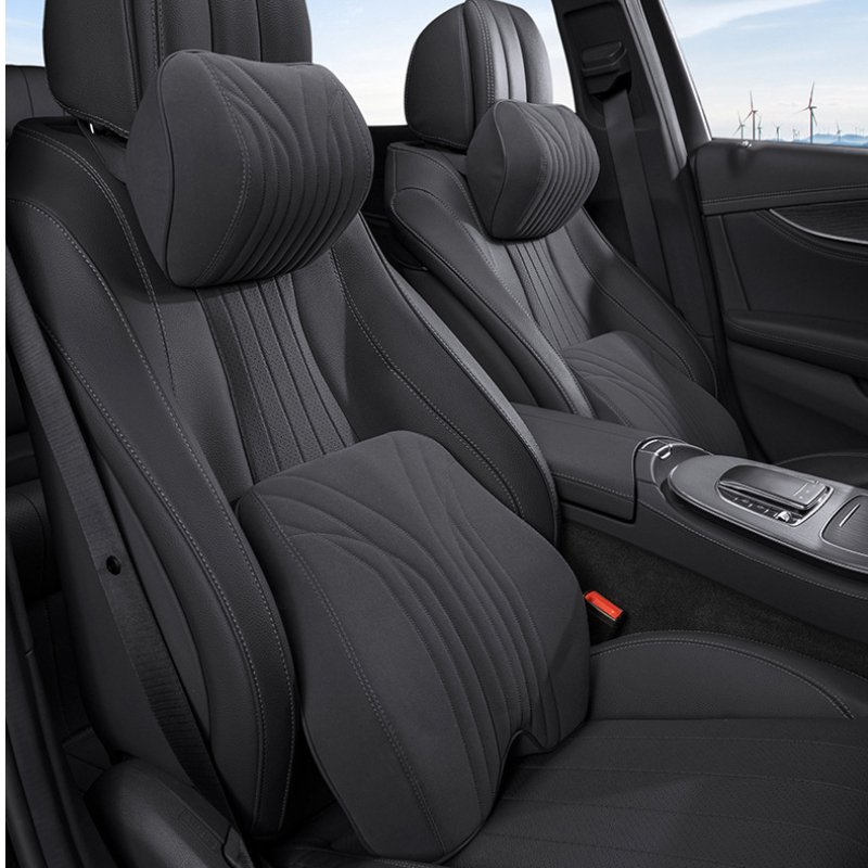Car Headrest Neck Waist Pillow Lumbar Pillow Breathable Memory Cotton Ergonomic Design Support Lumbar Cushion Travel Pillow