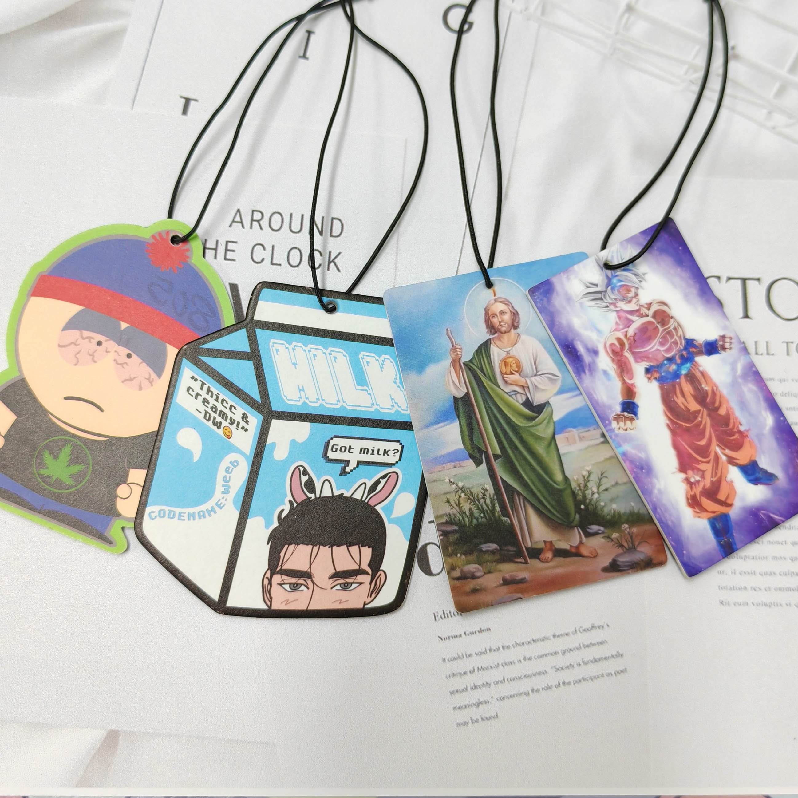 Promotional double side print hanging air freshener custom smell/scentless car air freshener paper