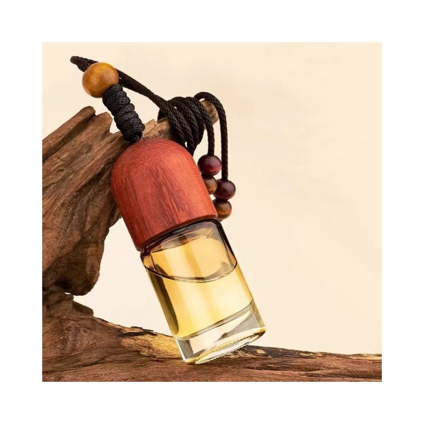 Glass Bottle Perfume Pendant Wooden Car Air Freshener Luxury Car Scent Decoration Custom Hanging Car Perfume