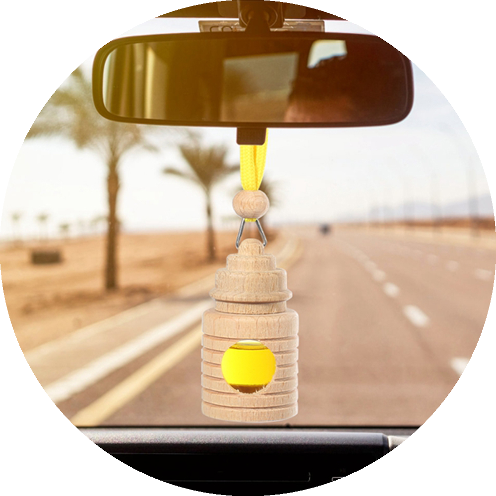 Glass Bottle Perfume Pendant Wooden Car Air Freshener Luxury Car Scent Decoration Custom Hanging Car Perfume
