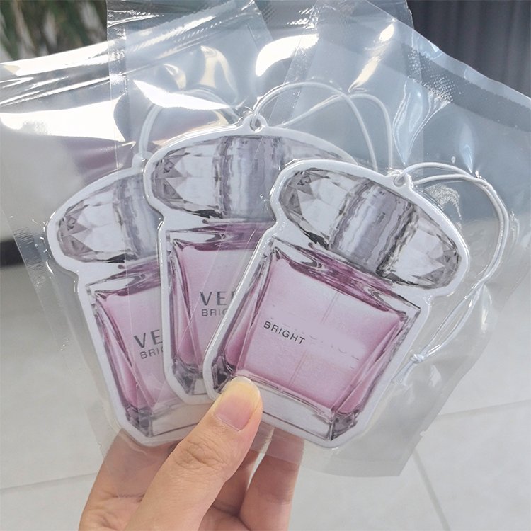 Factory price wholesale paper car perfume bottle design make your own logo air freshener for custom